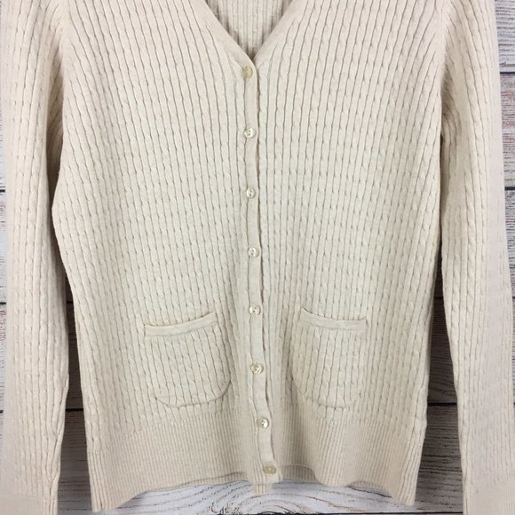 Jeanne Pierre Cardigan Sweater Button Front Cable Knit V-Neck - Picture 3 of 10